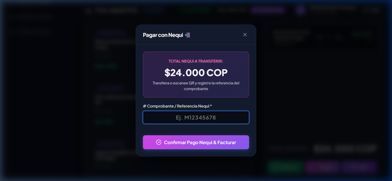 Modal Pago Nequi